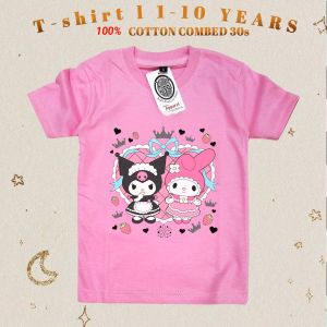 Atasan Baju Anak Kaos DTF Kuromi Melody Love Anak Perempuan usia 1-10thn