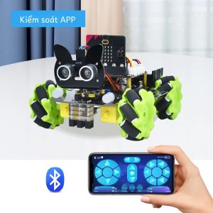 Bộ Kit Xe Robot Mecanum 4WD Keyestudio Micro:bit V2.0 Lập Trình Bằng Python Có Chức Năng Tránh Vật Cản Và Tự Động Theo Dõi