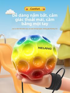 MONLEYTA | Moon Rock Elastic Ball With Rope Hand Thrown Return Ball Boredom Buster Wrist Toy Childrens Plaything Universal Plastic Toy