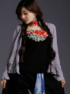 Summer Modal Cotton Strap Vest Womens Retro Embroidery Flower Neck Strap Two-Way Wear Tank Top Short Style Commute Fashion