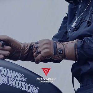 Motowolf Sarung Tangan Motor Kulit Anti Air Protector Heater Wiper