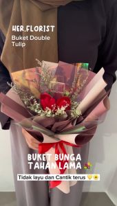 HER.FLORIST [TULIP] Double Soap Tulip Flower Bouquet / Buket Bunga Sabun Tulip 2PCS / Buket Artificial / Buket Graduasi