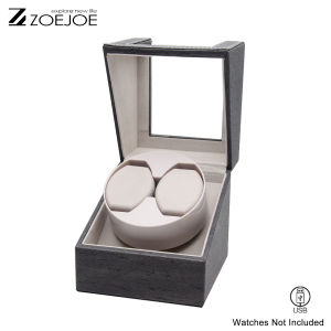 ZOEJOE Automatic Watch Winder PU Leather USB Powered Quiet Motor Clear Cover Display Single/Double Watch Storage Box