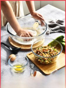 Microwave Oven Special Utensils Clear Glass Bowl High Temperature Resistant Home Salad Bowl Large Rice Bowl Soup Bowl Bowl Dish Set