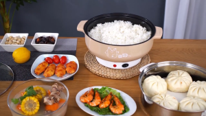 PREMIUM Panci Listrik Serbaguna Plus Kukusan Tutup Kaca - Panci Listrik Penggoreng Penanak Nasi - Panci Elektrik Perebus Telur Ubi Multifungsi