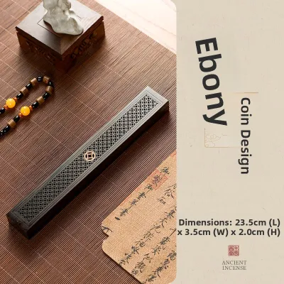 Black Ebony Wood Incense Box Home Indoor Aromatherapy Wooden Sandalwood Incense Stick Frankincense Incense Box Incense Burner Set