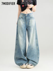7.Modifier | Quần Jeans Phong Cách Retro Mỹ Cao Thắt Lưng Dáng Rộng Đùi Giảm Béo