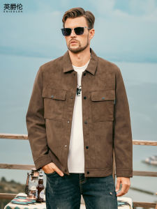 Enjeolon | Mens Retro Motorcycle Jacket American Style PU Leather Work Jacket