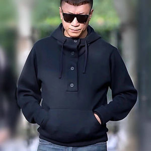 เสื้อฮู้ดแขนยาวบุขนแกะสีแดงเข้มสำหรับผู้ชาย Jnza ฤดูใบไม้ร่วง/ฤดูหนาว สไตล์ลำลอง ทรงหลวม เสื้อคลุมกันหนาว