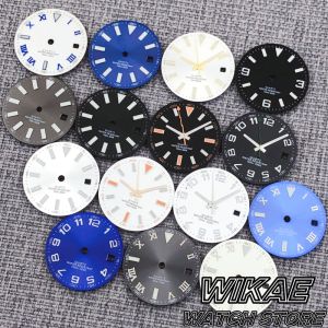 29mm DJ Style Sunburst Watch Dial Black White Blue GrayWatch Face Green Luminous Fit RONDA 515 Quartz Movement Watch accessories