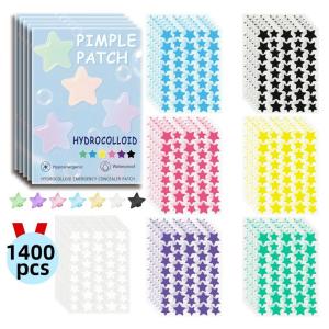 1400pcs Colorful Star Pimple Removal Sticker Invisible Breathable Hydrocolloid Acne Patch Anti-Acne Spots Marks Concealer Makeup