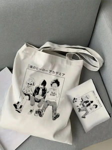2 Chiếc My Hero Giới Học Thuật Thời Trang Nữ Túi Tote Canvas Thân Thiện Với Môi Trường Dung Tích Lớn Đeo Vai Túi Đựng Mỹ Phẩm Thường Ngày Mua Sắm Ví