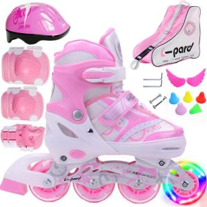 Jaguar 2025 New Adjustable Roller Skates Complete Set for Children Boys And Girls Professional Inline Skating Shoes with LED Lights