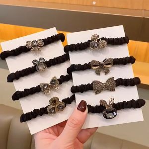 Dây Cột Tóc Đính Đá Pha Lê Dây Đen Sang Chảnh Phong Cách Hàn Quốc Cho Nữ - Phụ Kiện RYRY