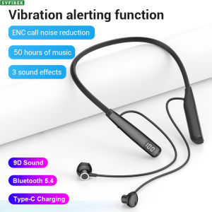 Vibration Bluetooth Earphone Wireless Earphones 9D Stereo Sound Headphone Neck-Mounted Sport Headphones ENC Noise Cancelling Headset with Incoming Calls Vibrate