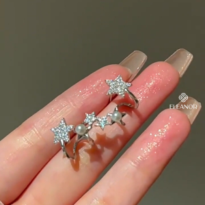 Bông tai nữ chuôi bạc 925 Eleanor Accessories ngôi sao đính đá phụ kiện trang sức khuyên tai 9883