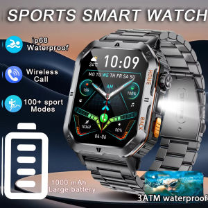 outdoor smartwatch1000mAh LED flashlight BT Call Health Monitoring Waterproof Sports Watch for Men and Women For Android IOS