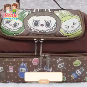 Tas Makan 2 Susun Labubu Cokelat/ Tas Bekal Selempang Lunch Bag Labubu 2 susun / Lunch Bag Anak Perempuan
