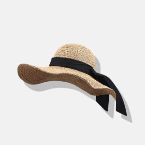 BILLI ZILLY | Womens Large Brim Sun Protection Straw Hat Summer Travel Beach Sand Outdoor Anti-Uv Face Slimming Sun Hat Casual Style Adjustable Size
