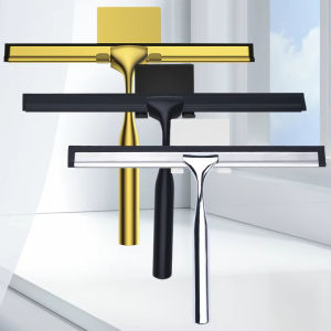 Window Glass Cleaner Scraper Cleaner Aluminum Shower Squeegee with Silicone Brush Hook Holder Bathroom Kitchen Car Mirror