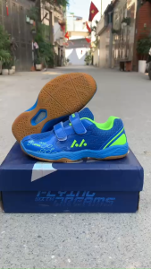 Giày cầu lông giao trẻ em Lefus L1086 xanh bền bỉ nhẹ êm chân khóa dán tiện lợi chống lật cổ chân giày thể thao bé trai giày thể thao bé gái