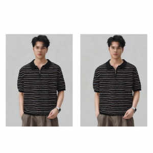 BALENO | Summer Stripe Turn-Down Collar Easy-Style Loose Casual T-Shirt