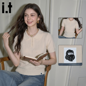 FINGERCROXX | Doll Collar Cinched Knit T-shirt
