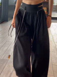 Elegant Loose Casual Wide Leg Pants Womens Fashion High Waist Design Spring Autumn New Style Korean Version Straight Cut