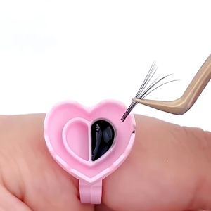 100Pcs Eyelash Glue Cup Holder Eyelash Extension Adhesive Rings Container Lashes Blossom Cup Clear Lashes Extension Supplies Accessories