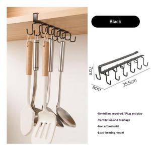 Hoyytu Heavy Duty Hanging Storage Rack 12 Hooks No Punching Multiuse Organizer for Wardrobe Kitchen Cup Cabinet Bathroom
