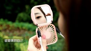 KP034 Fan Makeup Mirror Kipas Mini Portable Plus Cermin Make Up