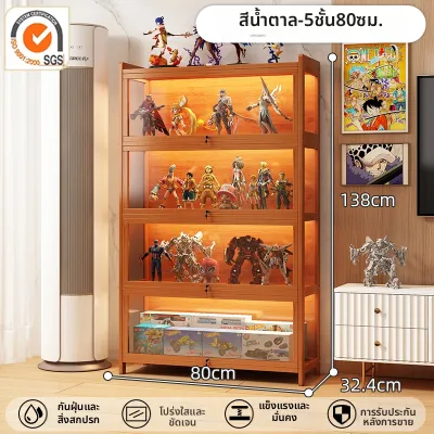 ZHUSHANXIA | ตู้โชว์กันฝุ่นใสพร้อมไฟและล็อคได้