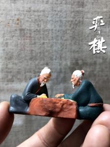 Miniature Wooden Carving Landscape Decorations Ancient Figures Zen Garden Sculptures Desktop Ornaments Chinese Art Style