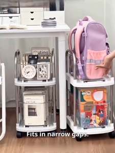 Storage Rack Trolley Movable Multi-Layer Storage Shelf RackBathroom organizer Multifunctional large-capacity transparent