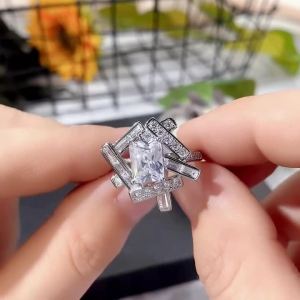 Huitan Fashion Irregular Shaped Women Rings with Sparkling CZ Personality Finger Accessories for Hip Hop Party New Jewelry