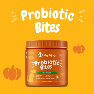Zesty Paws Probiotic Bites for Dogs Gut Health - Pumpkin Flavor (90 Soft Chews) (EXP:03 2027)
