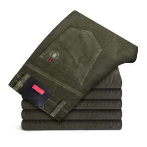 Quần Âu Nam Chất Liệu Corduroy Cao Cấp Kiểu Dáng Lịch Sự Mùa Thu Đông Ôm Dáng Thẳng Kiểu Cargo Đa Năng Lưng Cao Khóa Kéo.