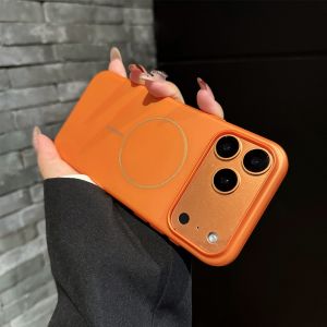 Official Orange Magnetic Frosted Hard Phone Case For iPhone 17 Air 16 15 14 13 12 Pro Max Plus For Magsafe Wireless Charge Cover