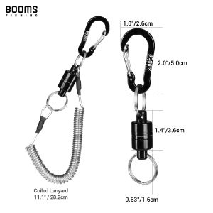 Booms Fishing Magnetic Net Release Holder With Coiled Lanyard Fly Fishing 3.5kg Strong Magnet Carabine Fast Buckle AntiDrop Rope