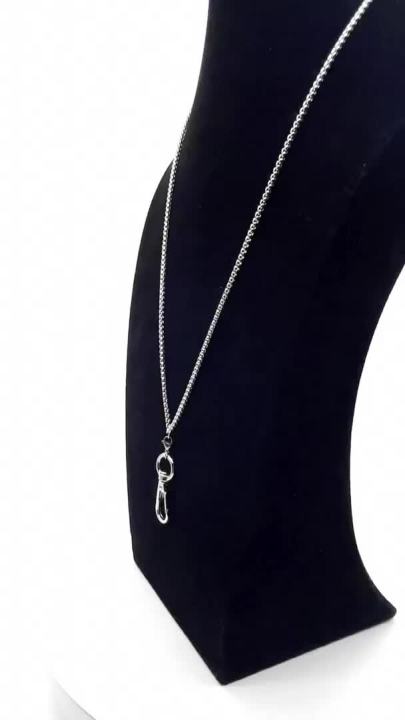 Lanyards for ID Badges Silver Chain Lanyard for Keys Stainless Steel Necklace ID Card Badge Holder