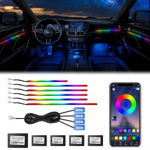 18 In 1 RGB LED Shimpony Light Car Interior Ambient Light Acrylic Strip Light By App Control Auto Atmosphere Decorative Lamp Neon