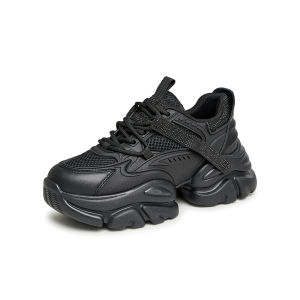 TATA Dad Shoes Womens Bubble Cream Thick Bottom Sports Sneakers White Casual Shoes High Heel Glue Adhesive Rubber Outsole