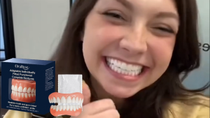 Denture Set for People with No Teeth – Soft Silicone Denture Kit for Upper & Lower Teeth Comfortable Natural Fake Tooth Set