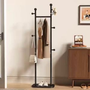 ชั้นวางเสื้อหินอ่อนไม้แขวนเสื้อจากพื้นจรดเพดานไม้แขวนเสื้อเหล็กดัดแนวตั้ง