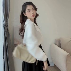 Áo sơ mi nhung dài tay cổ bèo nhọn A.8768áo thiết kế thêu hoa xinh xắn phong cách vintage thanh lịch cao cấp - CHAKOVET