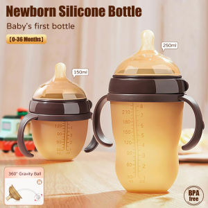 150/240ml silicone baby bottle 0-36 months baby bottle food grade silicone material drop and leak proof BPA free