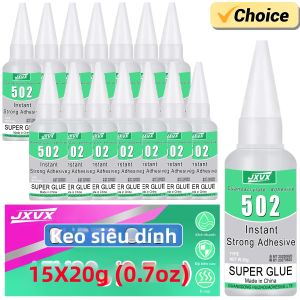 15 Chiếc 502 Siêu Keo Độ Nhớt Cao Nhanh Khô Cyanoacrylate Keo Trong Suốt Cho Da Cao Su Gỗ Kim Loại Kính Chính Xác Hộp Đựng 20g