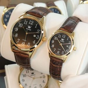 OLEVS Jam Tangan Couple Pasangan 2024: Autentik, Anti Air, Kalender Cermin HD & Mode Elegan