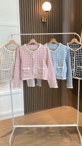 B3908 Yoori Checker Tweed Casual Blazer