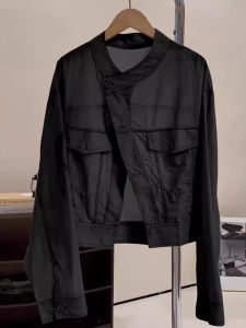 Long Sleeves Sun Protection Shirt Coat Womens Summer New Arrival Loose-Fitting Lightweight Thin Short Slimming Air Conditioning Shirt Breathable Ice Silk Shirt